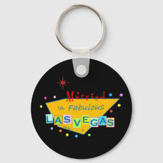 Retro Married In Fabulous Las Vegas Keychain