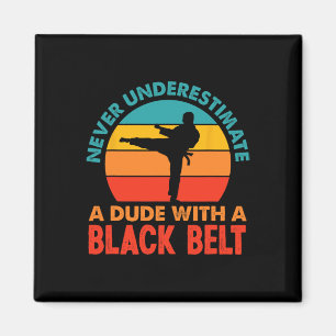 Retro Martial Arts Black Belt Karate Magnet