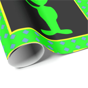 Retro Martian Alien Peace Sign Neon Colours Wrapping Paper