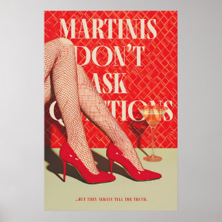 Retro Martini Art Print Glam Red Heels