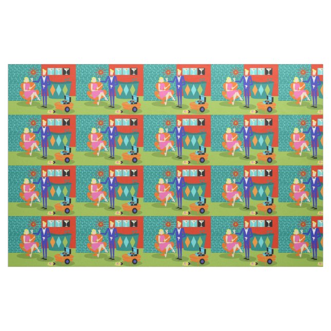 Retro Martini Couple Fabric (Yard)