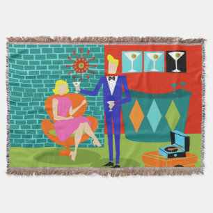 Retro Martini Couple Throw Blanket