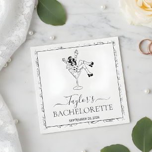 Retro Martini Girl Bachelorette Party Custom  Napkin