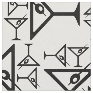 Retro Martini Glasses Black & White Martini Drinks Fabric