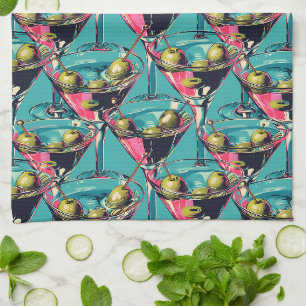 Retro Martini Glasses Kitchen Towel
