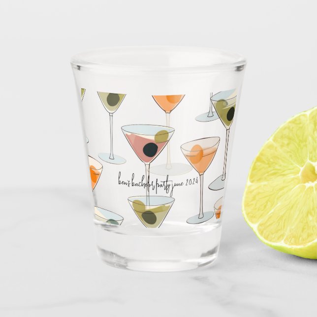 Retro Martini Glasses with Olives | Neutral Tones (Front)
