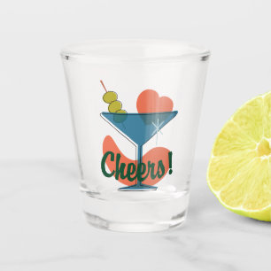 Retro Martini Madness Cheers Shot Glass