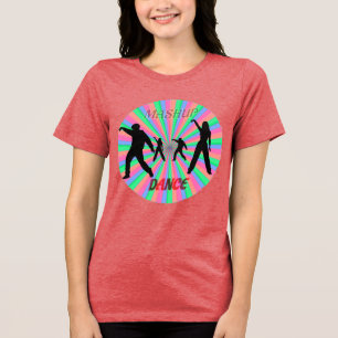 Retro Mashup Dance Silhouette Vibrant Sunburst Des Tri-Blend Shirt