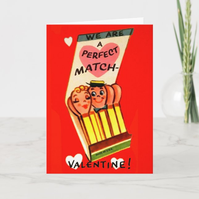 Retro Matches Valentine's Day Card (Front)