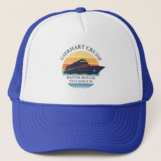 Retro Matching Family Cruise Trip Custom Trucker Hat (Front)