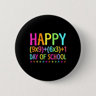 Retro Math Formula 100 Days Of School  Teacher Boy 6 Cm Round Badge
