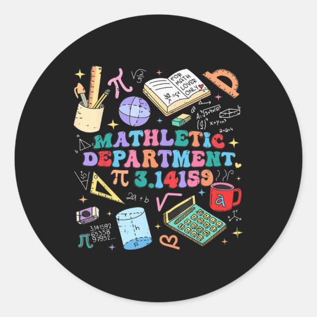 Retro Mathletic Department Pi Day 3.14 Funny Math  Classic Round Sticker (Front)