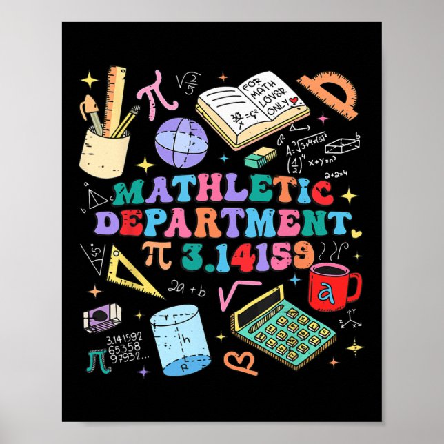 Retro Mathletic Department Pi Day 3.14 Funny Math  Poster (Front)