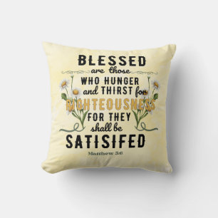 Retro Matthew 5:6 Watercolor Cushion