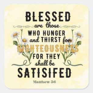 Retro Matthew 5:6 Watercolor Square Sticker