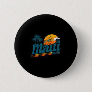 Retro Maui Hawaii Hawaiian Island Palm Tree Beach 6 Cm Round Badge