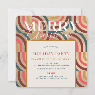 Retro Maximalist Geometric Gold Christmas Invitation