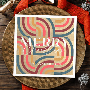 Retro Maximalist Geometric Gold Christmas Napkin