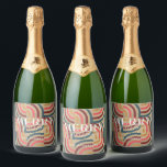 Retro Maximalist Geometric Gold Christmas Sparkling Wine Label<br><div class="desc">This retro,  maximalist,  kitsch,  and modern "Merry Christmas" holiday bottle label features a faux/fake gold background with geometric patterns. Personalise it for your needs. You can find matching products at my store.</div>