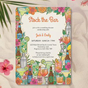 Retro Maximalist Tropical Floral Stock the Bar Invitation