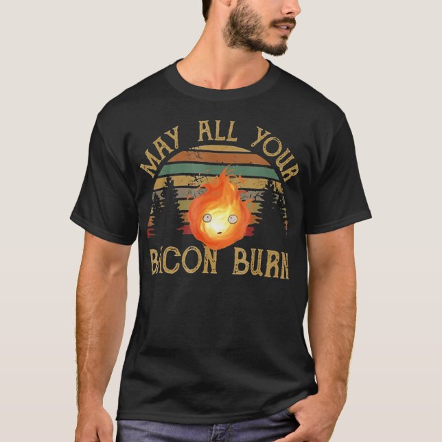 Retro May All Your Bacon Burn for Women american   T-Shirt (Front)
