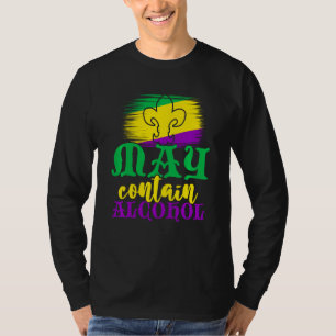 Retro May Contain Alcohol Funny Carnival Mardi Gra T-Shirt