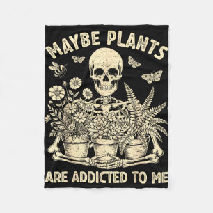 Retro maybe plants are addicted to skeleton fleece blanket
