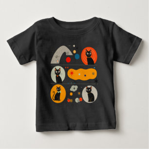Retro MCM Black Cat: Cosmic Abstract Graphic Art Baby T-Shirt