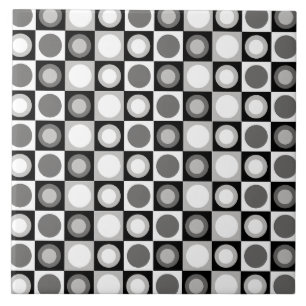 Retro MCM Geometric Pattern Black White Ceramic Tile