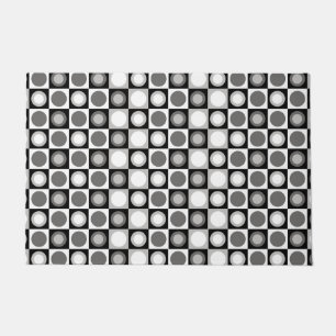 Retro MCM Geometric Pattern Black White Doormat