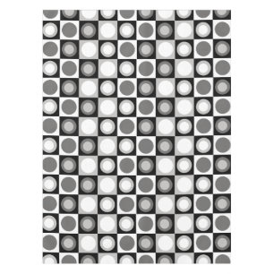 Retro MCM Geometric Pattern Black White Tablecloth