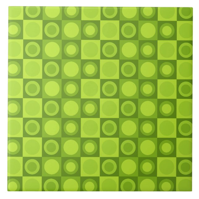 Retro MCM Geometric Pattern Chartreuse Ceramic Tile (Front)