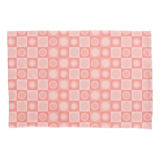 Retro MCM Geometric Pattern Salmon Pink Pillowcase (Front)
