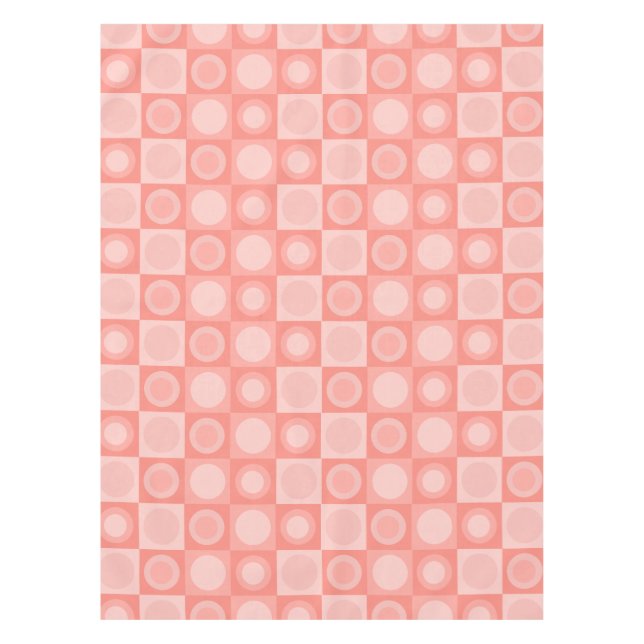 Retro MCM Geometric Pattern Salmon Pink Tablecloth (Front)