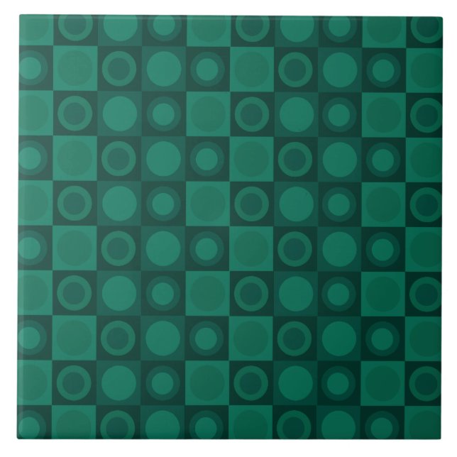 Retro MCM Geometric Pattern Teal Ceramic Tile (Front)