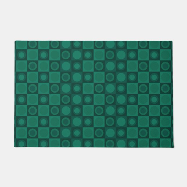 Retro MCM Geometric Pattern Teal Doormat (Front)