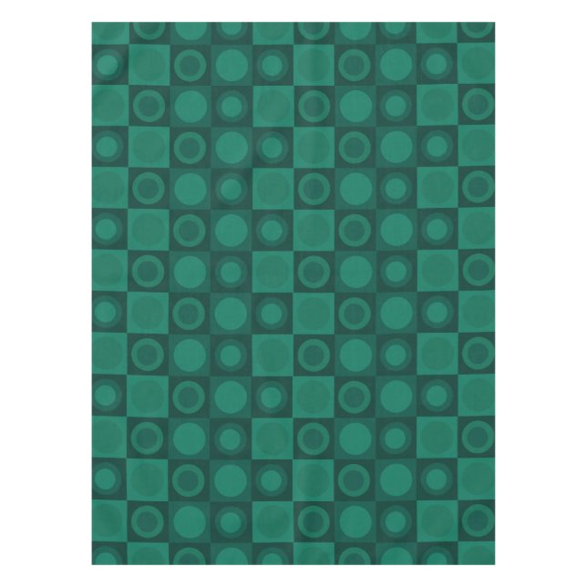 Retro MCM Geometric Pattern Teal Tablecloth (Front)