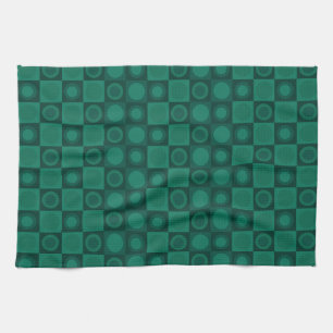 Retro MCM Geometric Pattern Teal Tea Towel