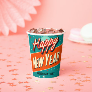 Retro MCM Happy New Year  Paper Cups