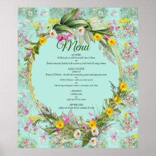 Retro Meadow Classic Flowers Poster