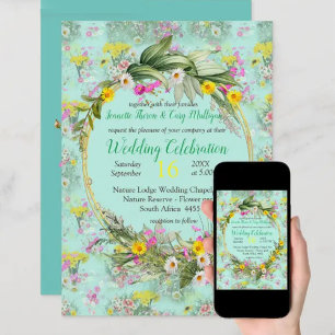 Retro Meadow Field Flowers Invitation