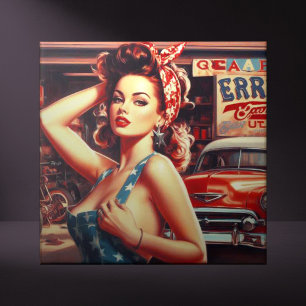 Retro Mechanic Girl Ceramic Tile