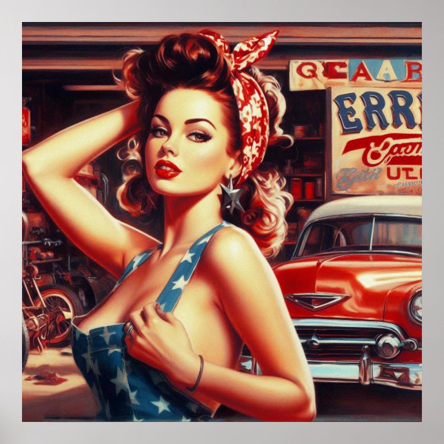 Retro Mechanic Girl Poster (Front)