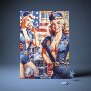 Retro Mechanic Pin-up Jigsaw Puzzle