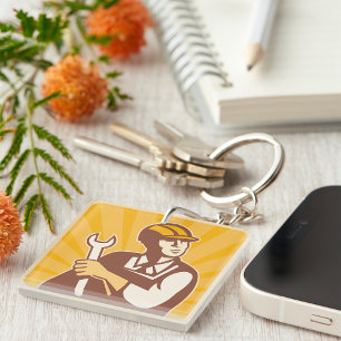 Retro Mechanic With Spanner Key Ring
