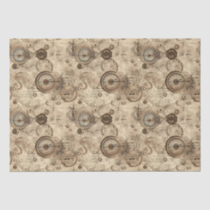 Retro Mechanical Blueprint Sepia Brown Tissue Paper