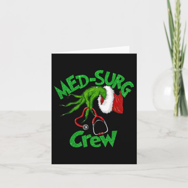 Retro Med-surg Crew Nurse Stethoscope Christmas Xm Card (Front)