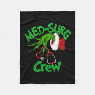 Retro Med-surg Crew Nurse Stethoscope Christmas Xm Fleece Blanket