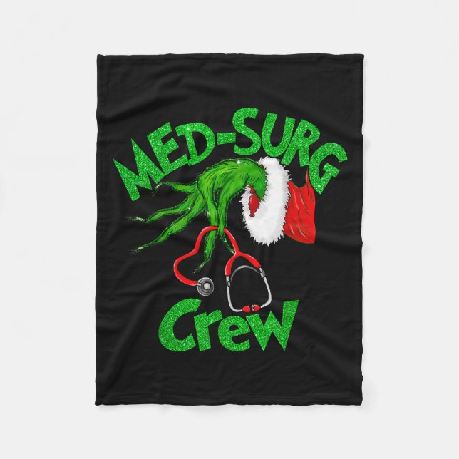 Retro Med-surg Crew Nurse Stethoscope Christmas Xm Fleece Blanket (Front)