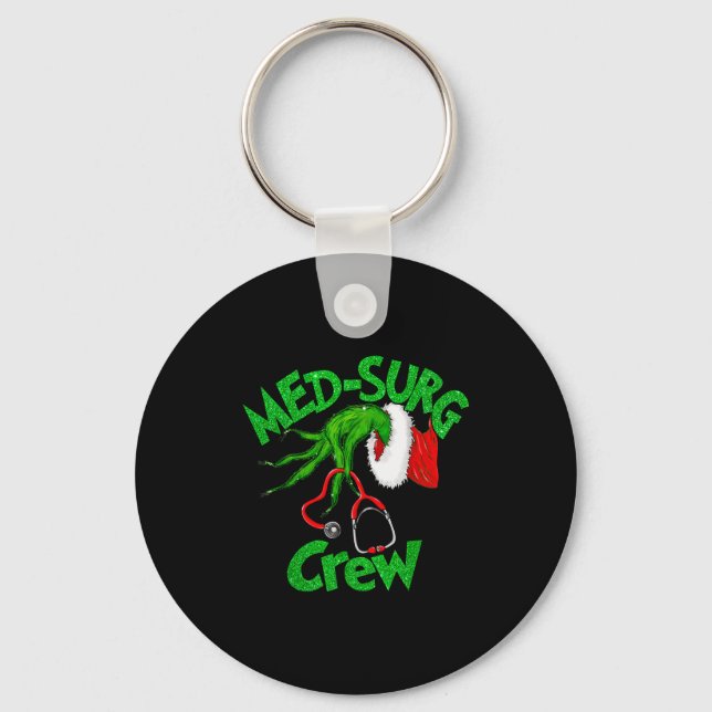 Retro Med-surg Crew Nurse Stethoscope Christmas Xm Key Ring (Front)